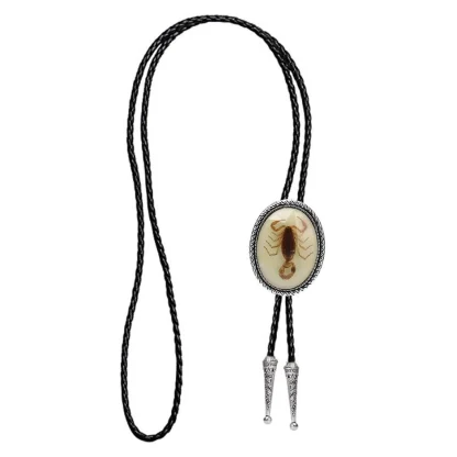 Scorpion Silhoutte Oval Bolo Tie