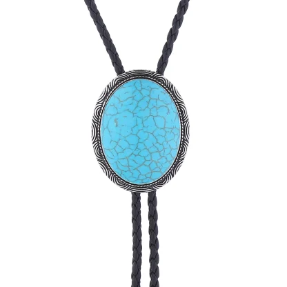 Cracked Pattern Round Bolo Tie