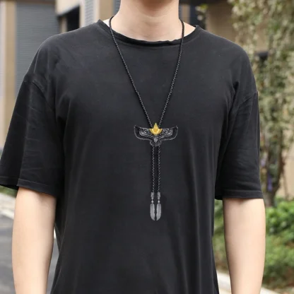 Feather Shape Pendant Bolo Tie - Image 3