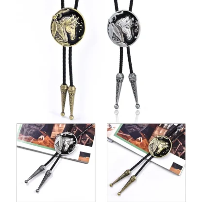 Round Horse Head Bolo Tie - Image 6