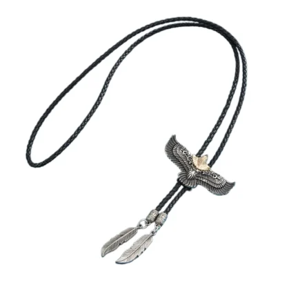 Feather Shape Pendant Bolo Tie - Image 5