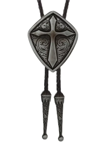Large Cross Pendant Bolo Tie - Image 3