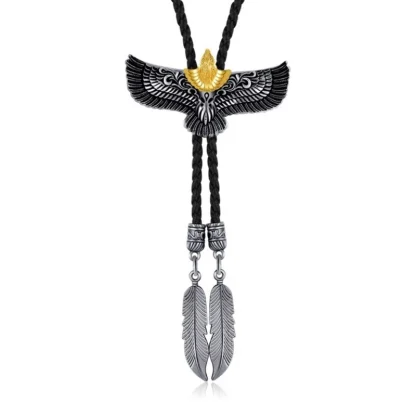 Feather Shape Pendant Bolo Tie