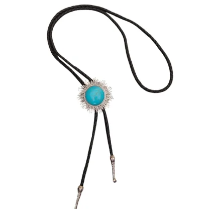 Blue Cracked Pattern Bolo Tie