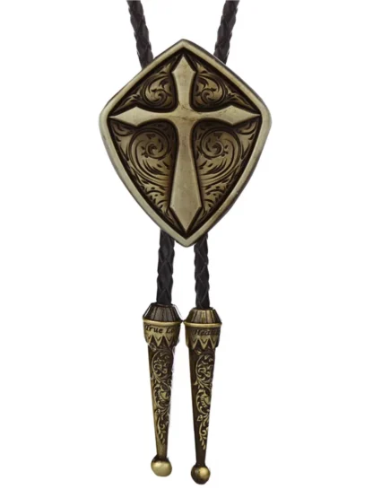 Large Cross Pendant Bolo Tie - Image 2