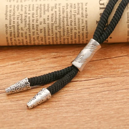 Classic Black Rope Bolo Tie - Image 5