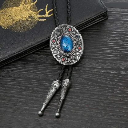 Retro Oval Shape Pendant Bolo Tie - Image 4