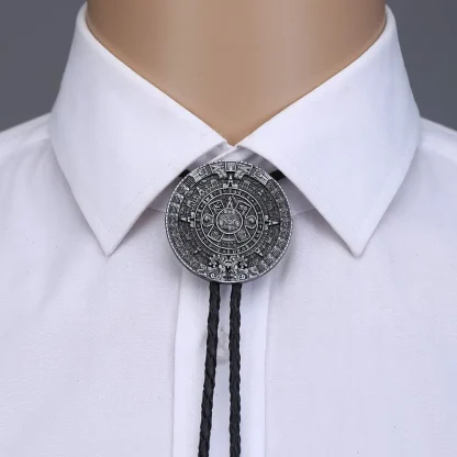 Creative Embossed Round Bolo Tie