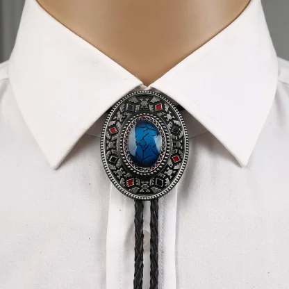 Retro Oval Shape Pendant Bolo Tie