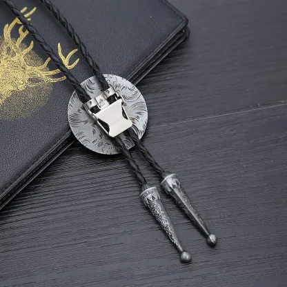 Creative Embossed Round Bolo Tie - Image 3