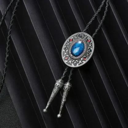 Retro Oval Shape Pendant Bolo Tie - Image 5