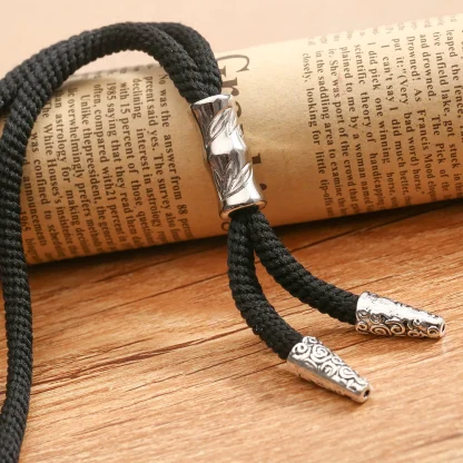 Classic Black Rope Bolo Tie - Image 6