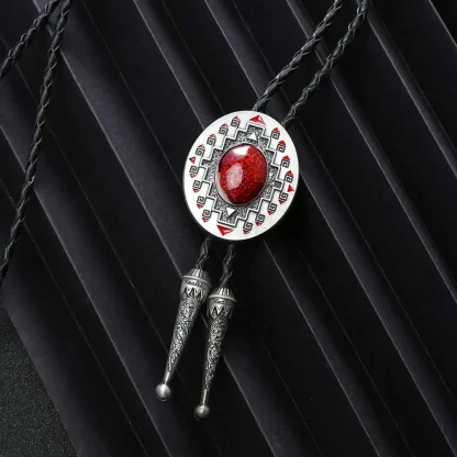 Retro Oval Shape Pendant Bolo Tie - Image 2
