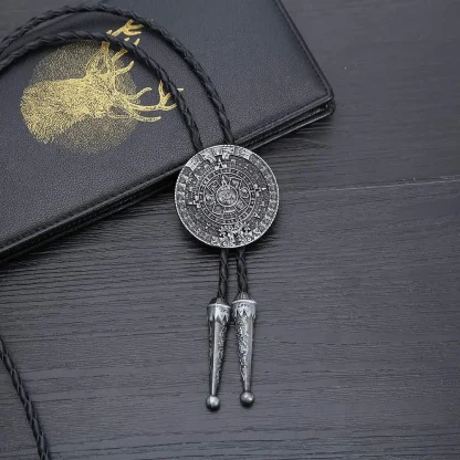 Creative Embossed Round Bolo Tie - Image 4