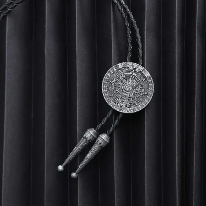 Creative Embossed Round Bolo Tie - Image 2