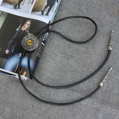 Retro Emboosed Round Bolo Tie - Image 4