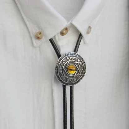 Retro Emboosed Round Bolo Tie - Image 2