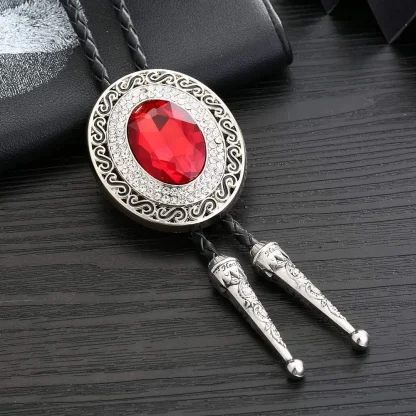 Red Rhinestone-like Bolo Tie - Image 3