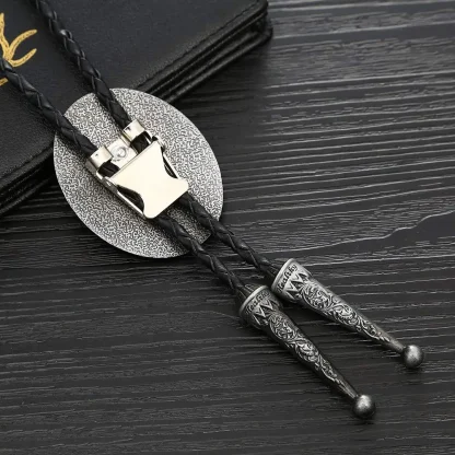 Retro Oval Shape Pendant Bolo Tie - Image 3