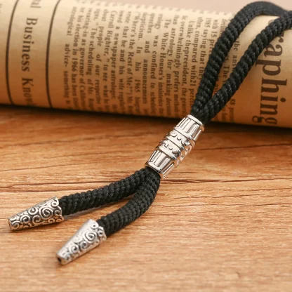 Classic Black Rope Bolo Tie - Image 4