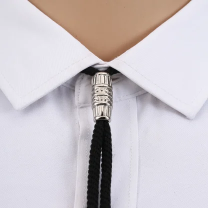 Classic Black Rope Bolo Tie - Image 2