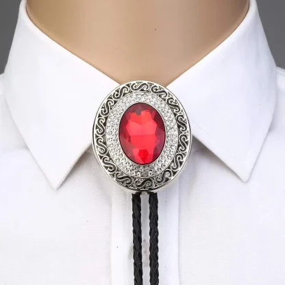 Red Rhinestone-like Bolo Tie
