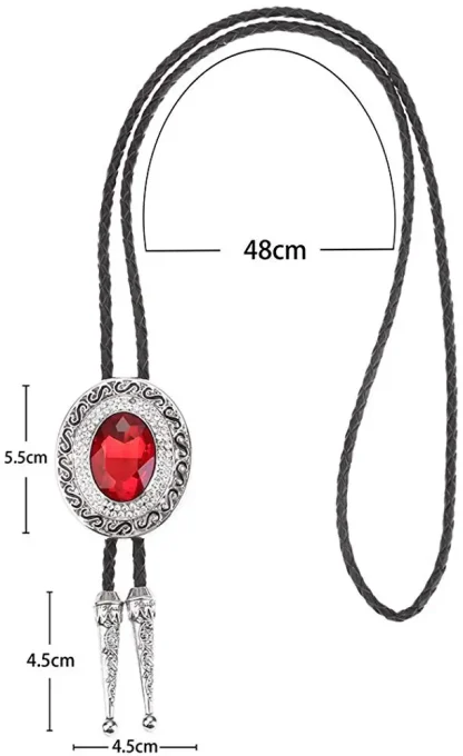 Red Rhinestone-like Bolo Tie - Image 6
