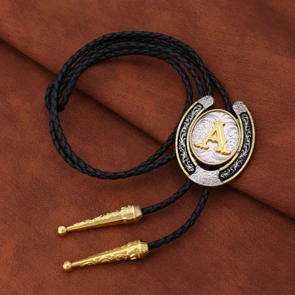Letters Horseshoe Shape Bolo Tie - Image 2