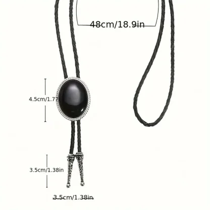 Simple Oval Pendant Bolo Tie - Image 7