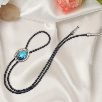 Retro Oval Pendant Bolo Tie - Image 2