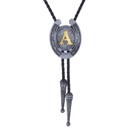 Initial Letter Pendant Bolo Tie - Image 5