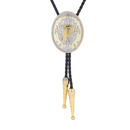 Initial Letter Oval Bolo Tie - Image 5