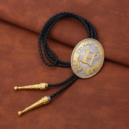 Initial Letter Oval Bolo Tie - Image 2