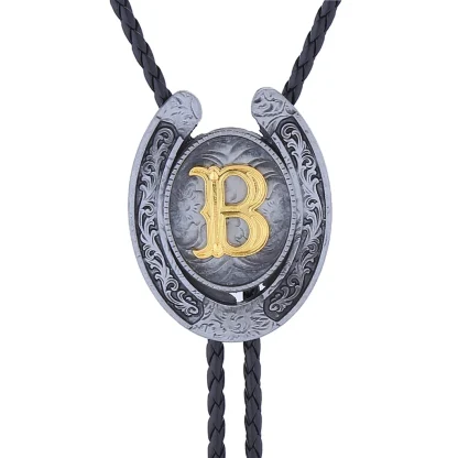 Initial Letter Pendant Bolo Tie