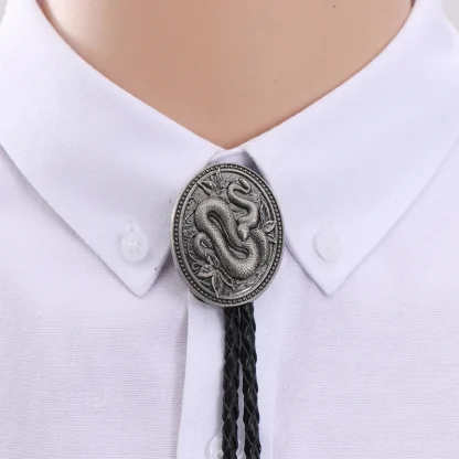 Embossed Snake Oval Bolo Tie