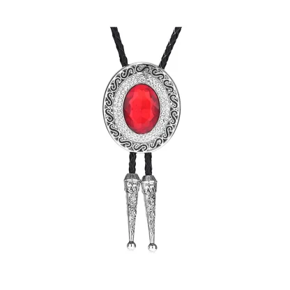Red Rhinestone-like Bolo Tie - Image 5