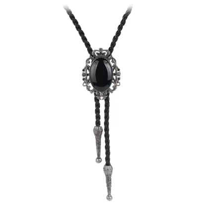 Elegant Black Pendant Bolo Tie - Image 2