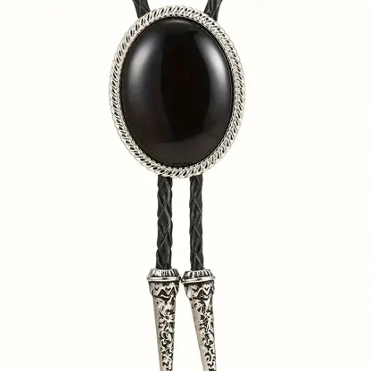 Simple Oval Pendant Bolo Tie - Image 4