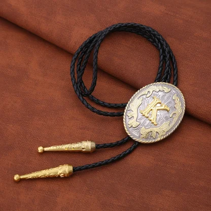 Initial Letter Oval Bolo Tie - Image 4
