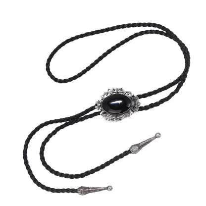 Elegant Black Pendant Bolo Tie - Image 5