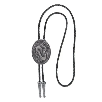 Embossed Snake Oval Bolo Tie - Image 4