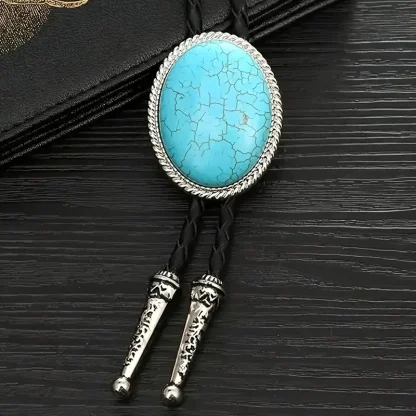 Simple Oval Pendant Bolo Tie - Image 6