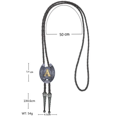 Initial Letter Pendant Bolo Tie - Image 7