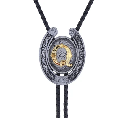 Initial Letter Pendant Bolo Tie - Image 3