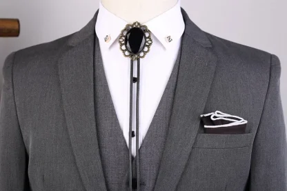 Elegant Retro Black Bolo Tie - Image 2