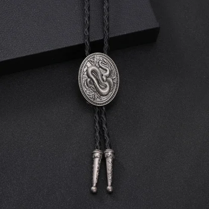 Embossed Snake Oval Bolo Tie - Image 2