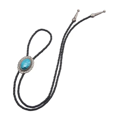Retro Oval Pendant Bolo Tie