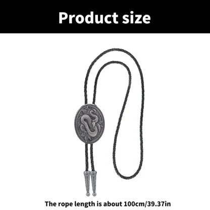 Embossed Snake Oval Bolo Tie - Image 7