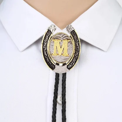 Letters Horseshoe Shape Bolo Tie
