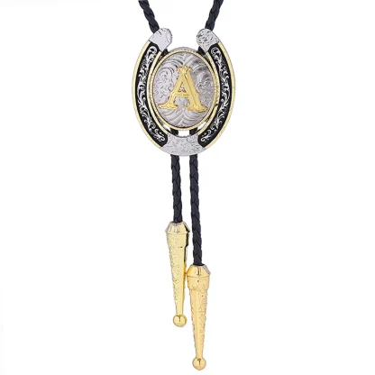 Letters Horseshoe Shape Bolo Tie - Image 4